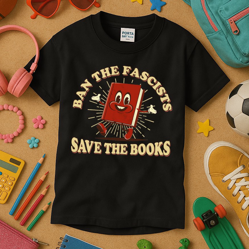 Ban The Fascists Save The Books Retro Kids T-Shirt
