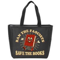 Ban The Fascists Save The Books Retro Zip Tote Bag
