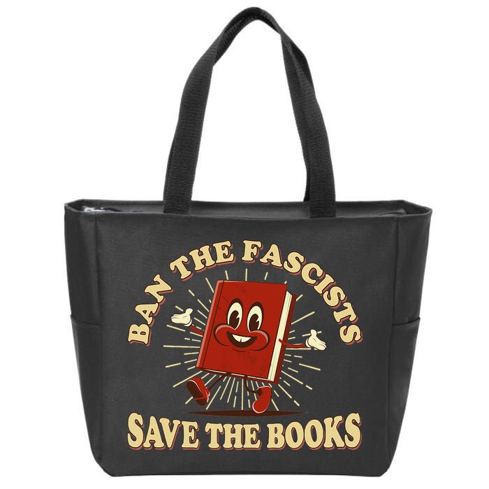 Ban The Fascists Save The Books Retro Zip Tote Bag