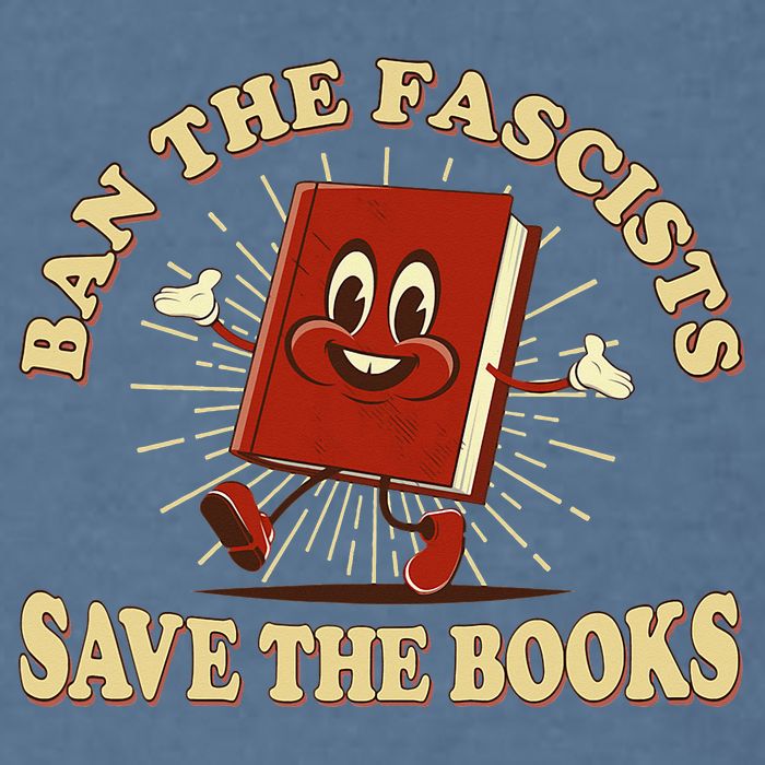 Ban The Fascists Save The Books Retro Garment-Dyed Sweatshirt