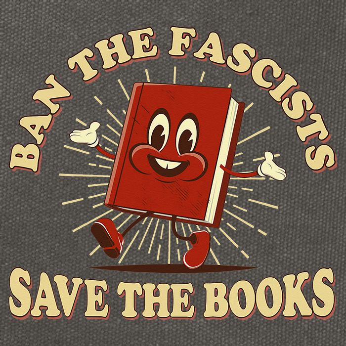 Ban The Fascists Save The Books Retro Cotton Canvas Backpack