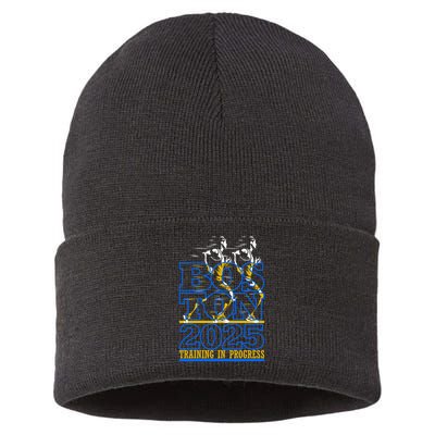 Boston Training For The Annual Race 2025 Marathon Gift Sustainable Knit Beanie