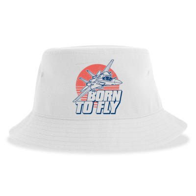 Born To Fly Fighter Jet Plane Airplane Sustainable Bucket Hat