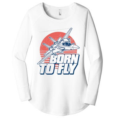 Born To Fly Fighter Jet Plane Airplane Women's Perfect Tri Tunic Long Sleeve Shirt