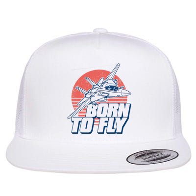 Born To Fly Fighter Jet Plane Airplane Flat Bill Trucker Hat