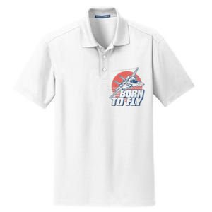 Born To Fly Fighter Jet Plane Airplane Dry Zone Grid Polo