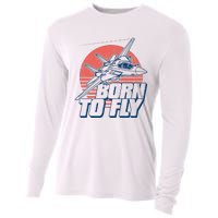 Born To Fly Fighter Jet Plane Airplane Cooling Performance Long Sleeve Crew