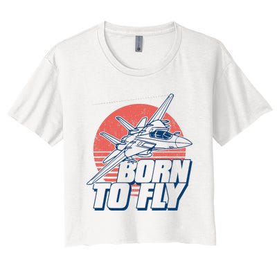 Born To Fly Fighter Jet Plane Airplane Women's Crop Top Tee