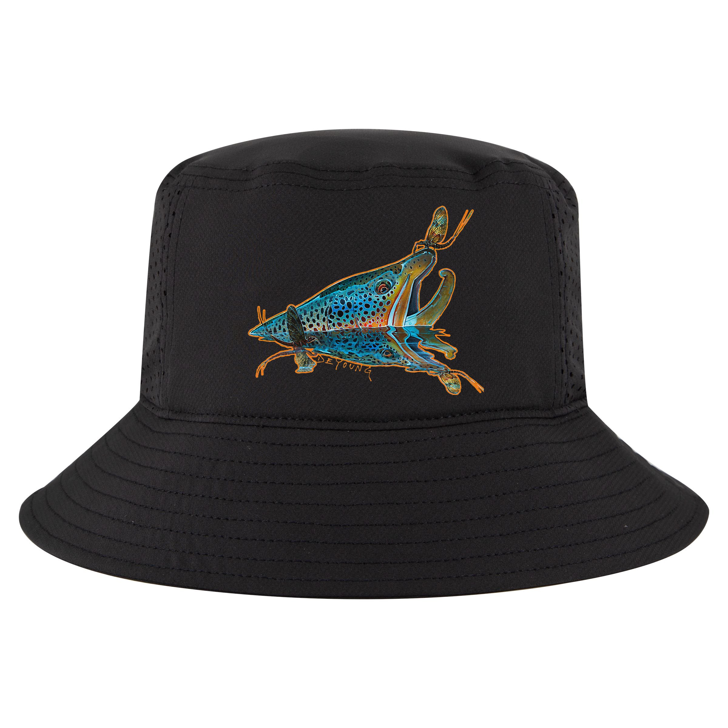 Brown Trout Fishing Emigrant Riser Fly Fishing Cool Comfort Performance Bucket Hat