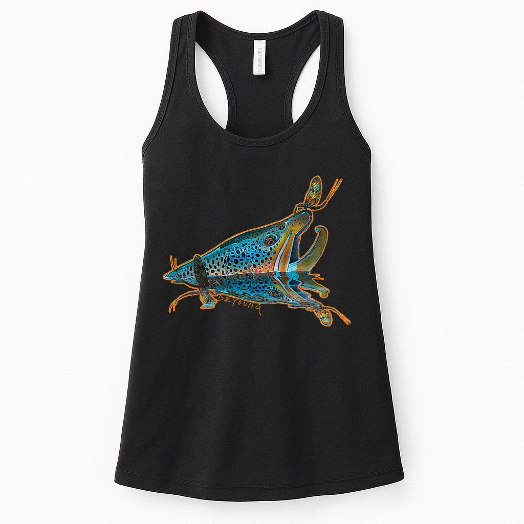 Brown Trout Fishing Emigrant Riser Fly Fishing Womens Tank Top