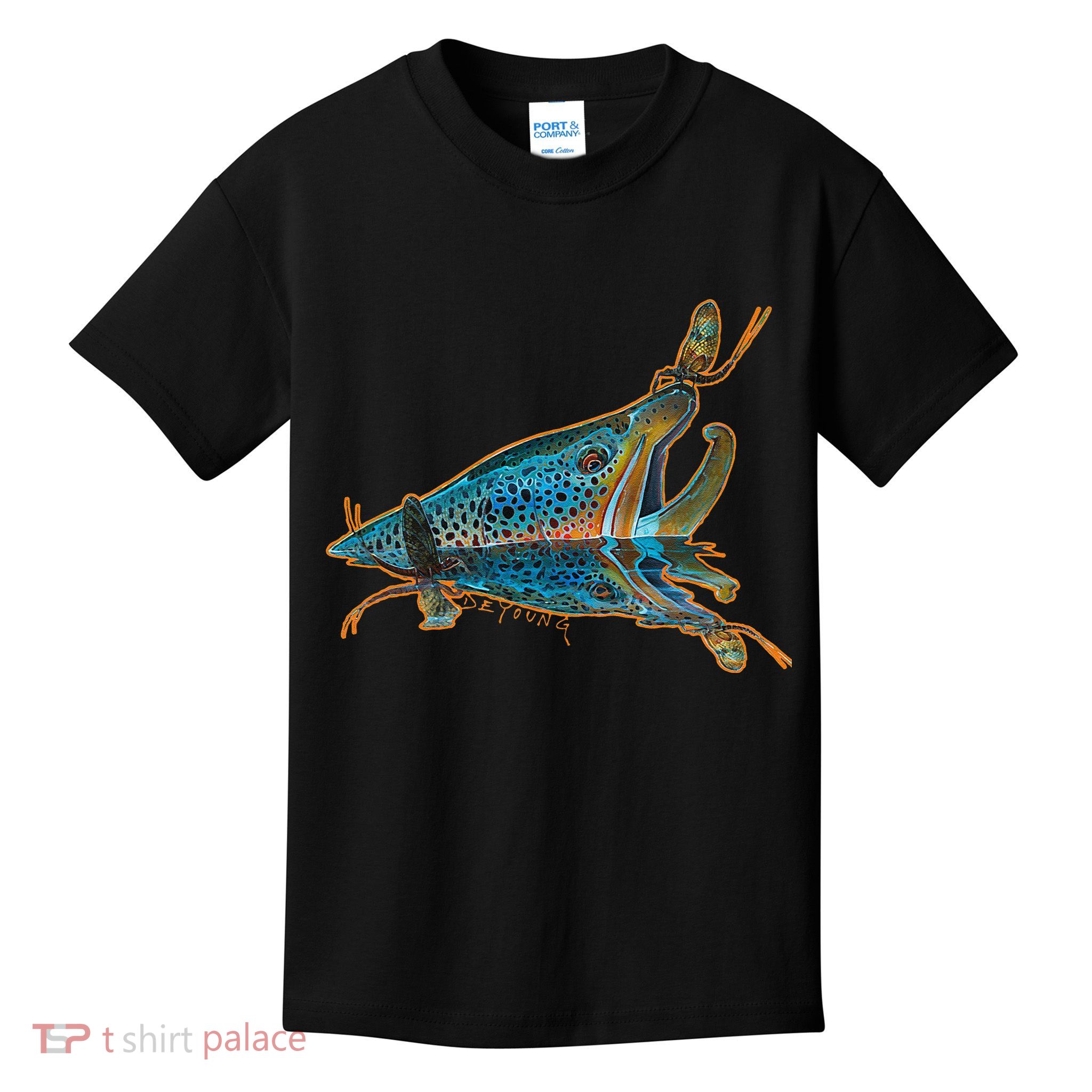 Brown Trout Fishing Emigrant Riser Fly Fishing Kids T-Shirt