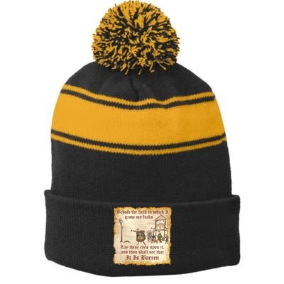 Behold The Field Medieval Dank Meme Stripe Pom Pom Beanie