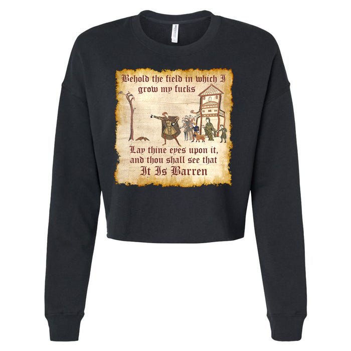 Behold The Field Medieval Dank Meme Cropped Pullover Crew