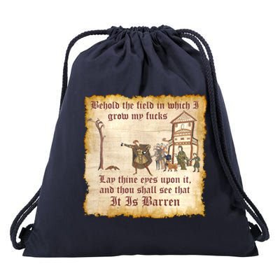 Behold The Field Medieval Dank Meme Drawstring Bag