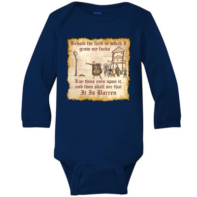 Behold The Field Medieval Dank Meme Baby Long Sleeve Bodysuit