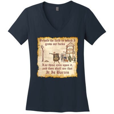 Behold The Field Medieval Dank Meme Women's V-Neck T-Shirt