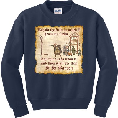 Behold The Field Medieval Dank Meme Kids Sweatshirt