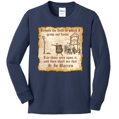 Behold The Field Medieval Dank Meme Kids Long Sleeve Shirt