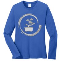 Bonsai Tree Funny Gift Circle Zen Buddhist Calm Cute Yoga Gift Ladies Long Sleeve Shirt