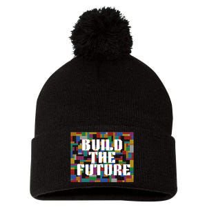 Build The Future School Motto School Theme Pom Pom 12in Knit Beanie