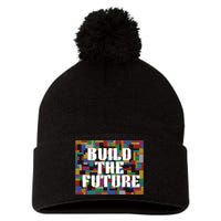 Build The Future School Motto School Theme Pom Pom 12in Knit Beanie