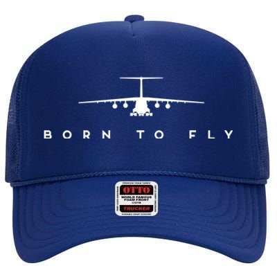 Born To Fly Great Gift Cgreat Gift17 Globemaster Pilot Gift High Crown Mesh Back Trucker Hat