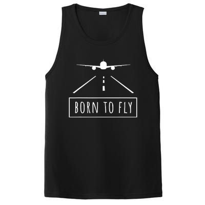 Born To Fly Aviation Pilot Flying Airplane Aircraft Gift PosiCharge Competitor Tank