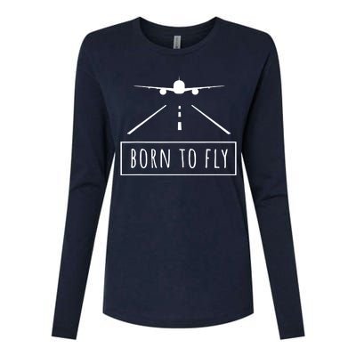 Born To Fly Aviation Pilot Flying Airplane Aircraft Gift Womens Cotton Relaxed Long Sleeve T-Shirt