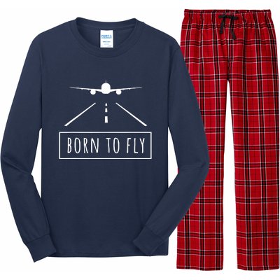 Born To Fly Aviation Pilot Flying Airplane Aircraft Gift Long Sleeve Pajama Set