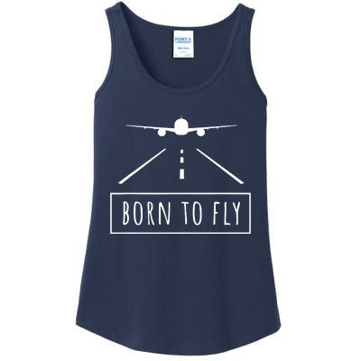 Born To Fly Aviation Pilot Flying Airplane Aircraft Gift Ladies Essential Tank