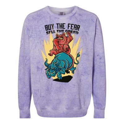 Buy The Fear Sell The Greed Stock Market Colorblast Crewneck Sweatshirt