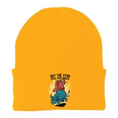 Buy The Fear Sell The Greed Stock Market Knit Cap Winter Beanie