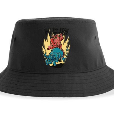 Buy The Fear Sell The Greed Stock Market Sustainable Bucket Hat