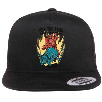 Buy The Fear Sell The Greed Stock Market Flatbill Hat