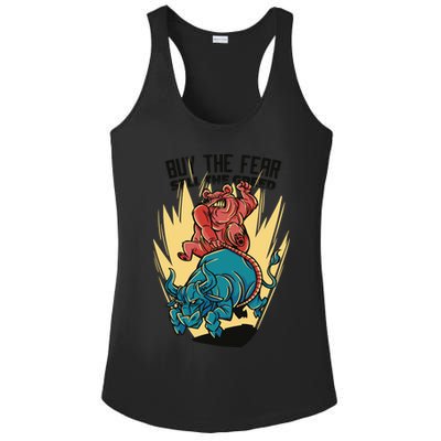 Buy The Fear Sell The Greed Stock Market Ladies PosiCharge Competitor Racerback Tank