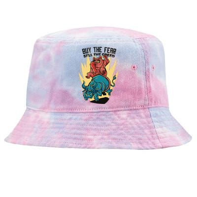 Buy The Fear Sell The Greed Stock Market Tie-Dyed Bucket Hat