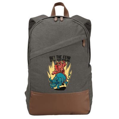 Buy The Fear Sell The Greed Stock Market Cotton Canvas Backpack