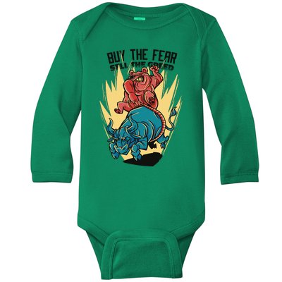 Buy The Fear Sell The Greed Stock Market Baby Long Sleeve Bodysuit