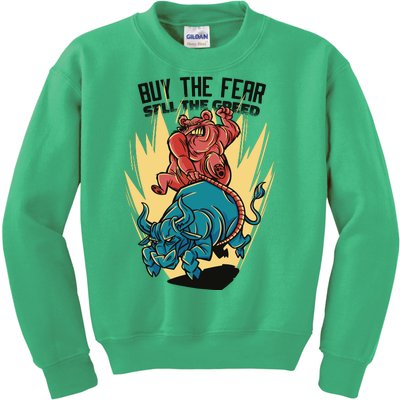 Buy The Fear Sell The Greed Stock Market Kids Sweatshirt