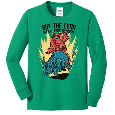 Buy The Fear Sell The Greed Stock Market Kids Long Sleeve Shirt