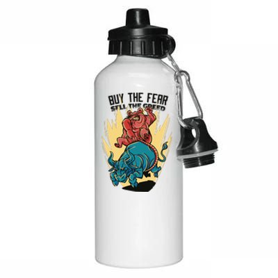 Buy The Fear Sell The Greed Stock Market Aluminum Water Bottle