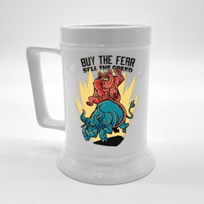 Buy The Fear Sell The Greed Stock Market Beer Stein