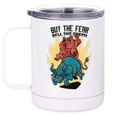 Buy The Fear Sell The Greed Stock Market 12 oz Stainless Steel Tumbler Cup