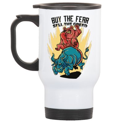 Buy The Fear Sell The Greed Stock Market Stainless Steel Travel Mug