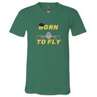 Born To Fly Pilot V-Neck T-Shirt