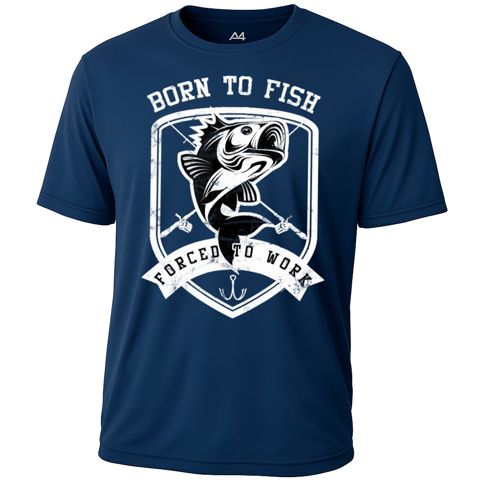 Born To Fish Forced To Work Fisher Man Cooling Performance Crew T-Shirt