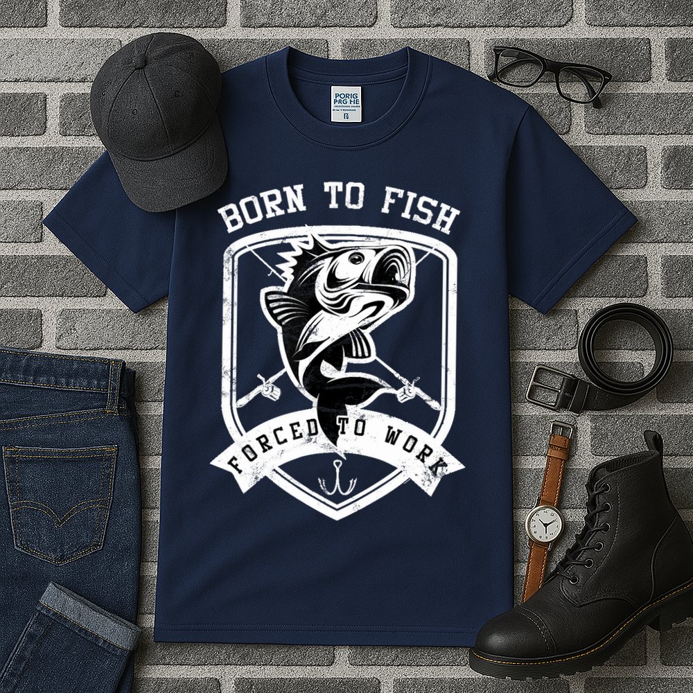Born To Fish Forced To Work Fisher Man Tall T-Shirt