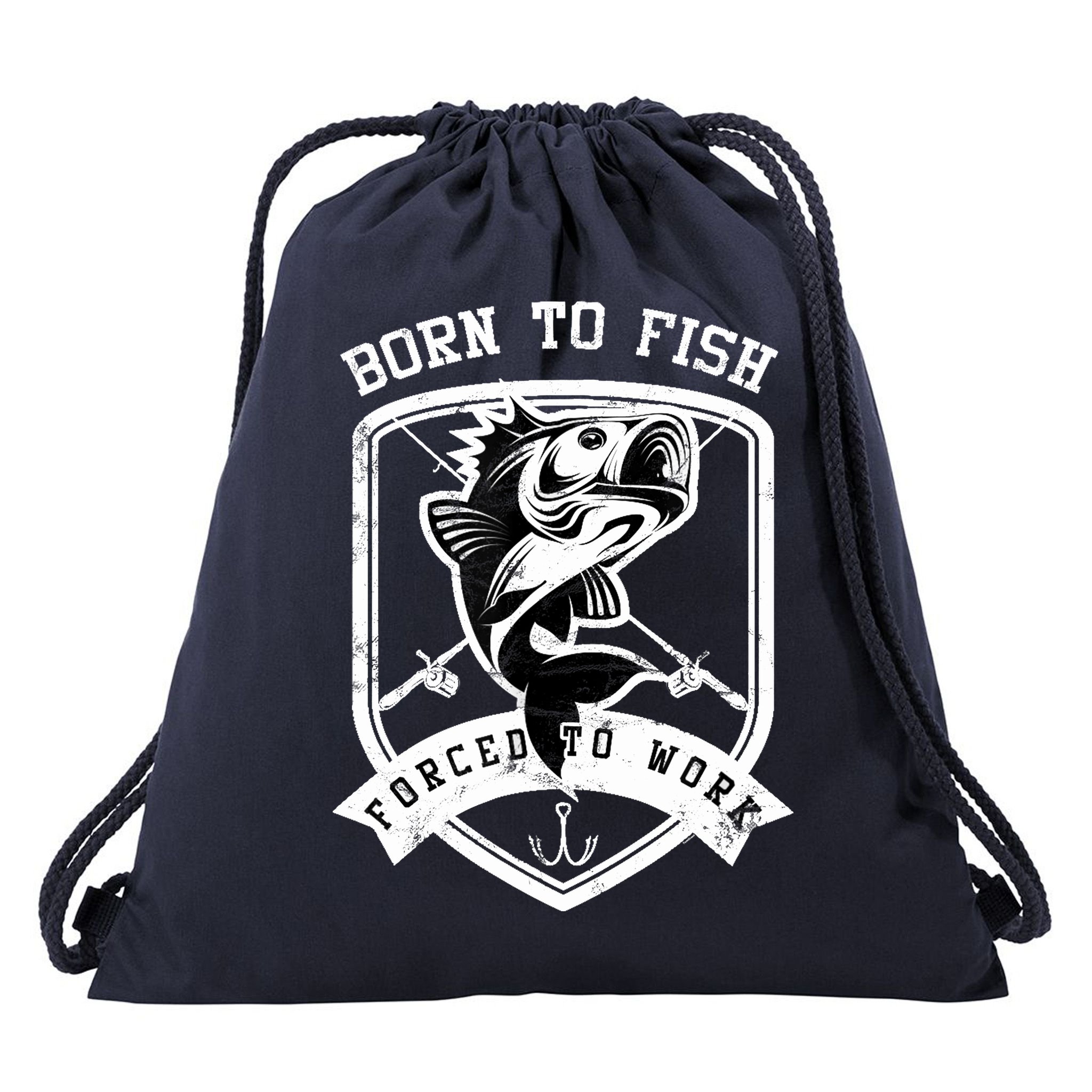 Born To Fish Forced To Work Fisher Man Drawstring Bag