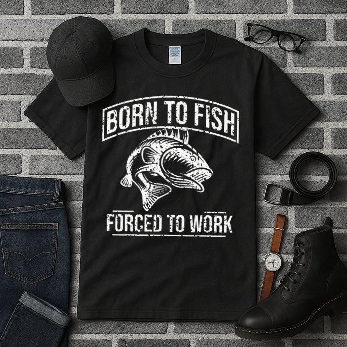 Born To Fish But Forced To Work Funny Fishing Tall T-Shirt