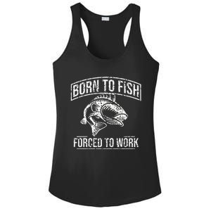 Born To Fish But Forced To Work Funny Fishing Ladies PosiCharge Competitor Racerback Tank